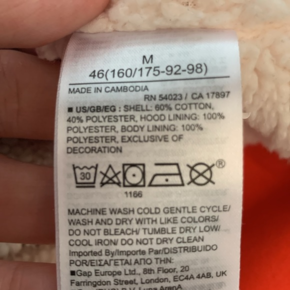 *Gap Orange warm cozy long sleeve zipper hood Sz M - Picture 9 of 9